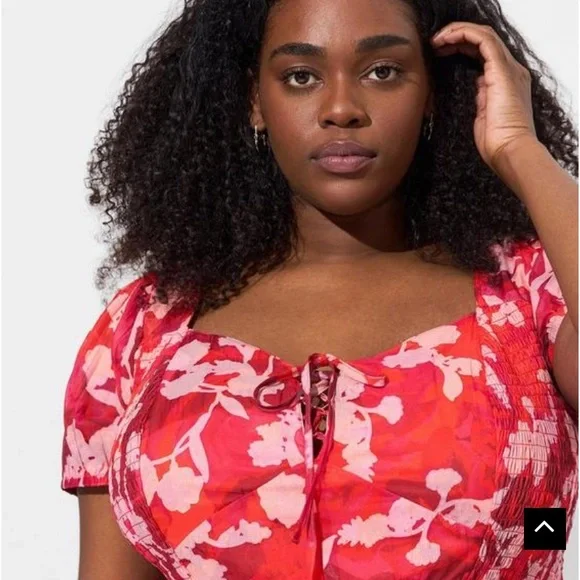 MIDI cotton lace up dress - Picture 4 of 4